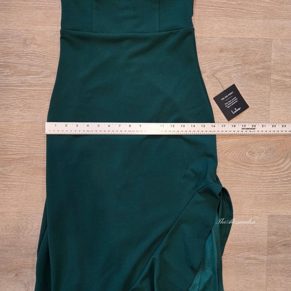 Lulus Ruffled Halter Maxi Dress Emerald Green Small Flaw Pearl New With Tags $99 - Picture 10 of 16
